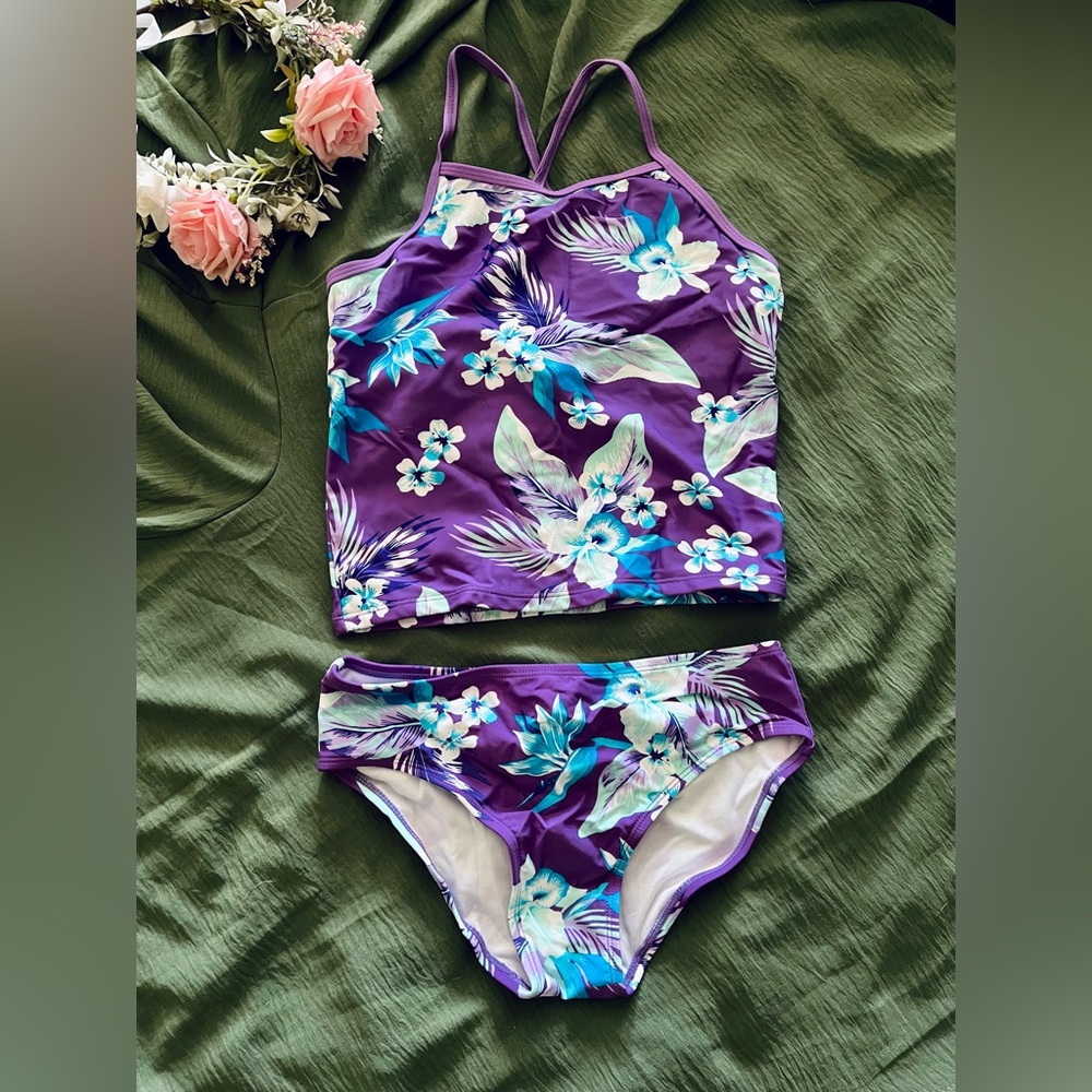 Floral Purple Kids Swim Set